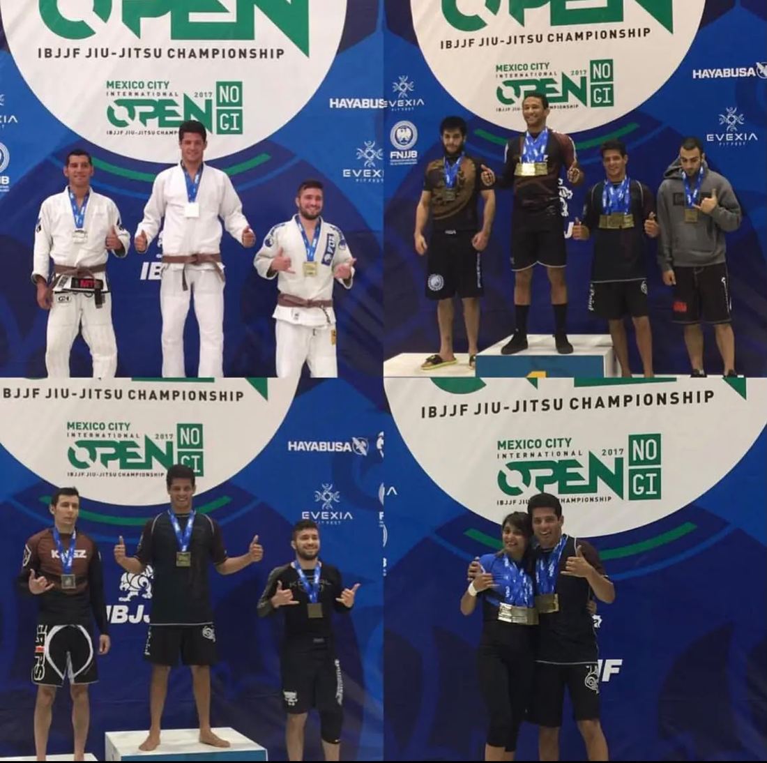 Competidores de Atlas Jiujitsu Lab en el podio de un torneo de jiu-jitsu